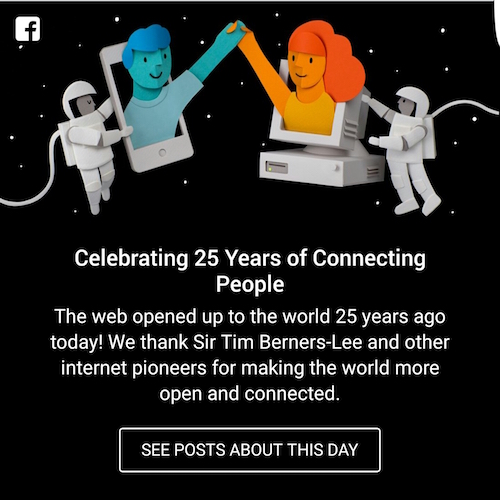Facebook kỷ niệm 25 năm ngày người dùng truy cập web